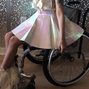 Cosmic unicornz holographic snakeskin skirt
